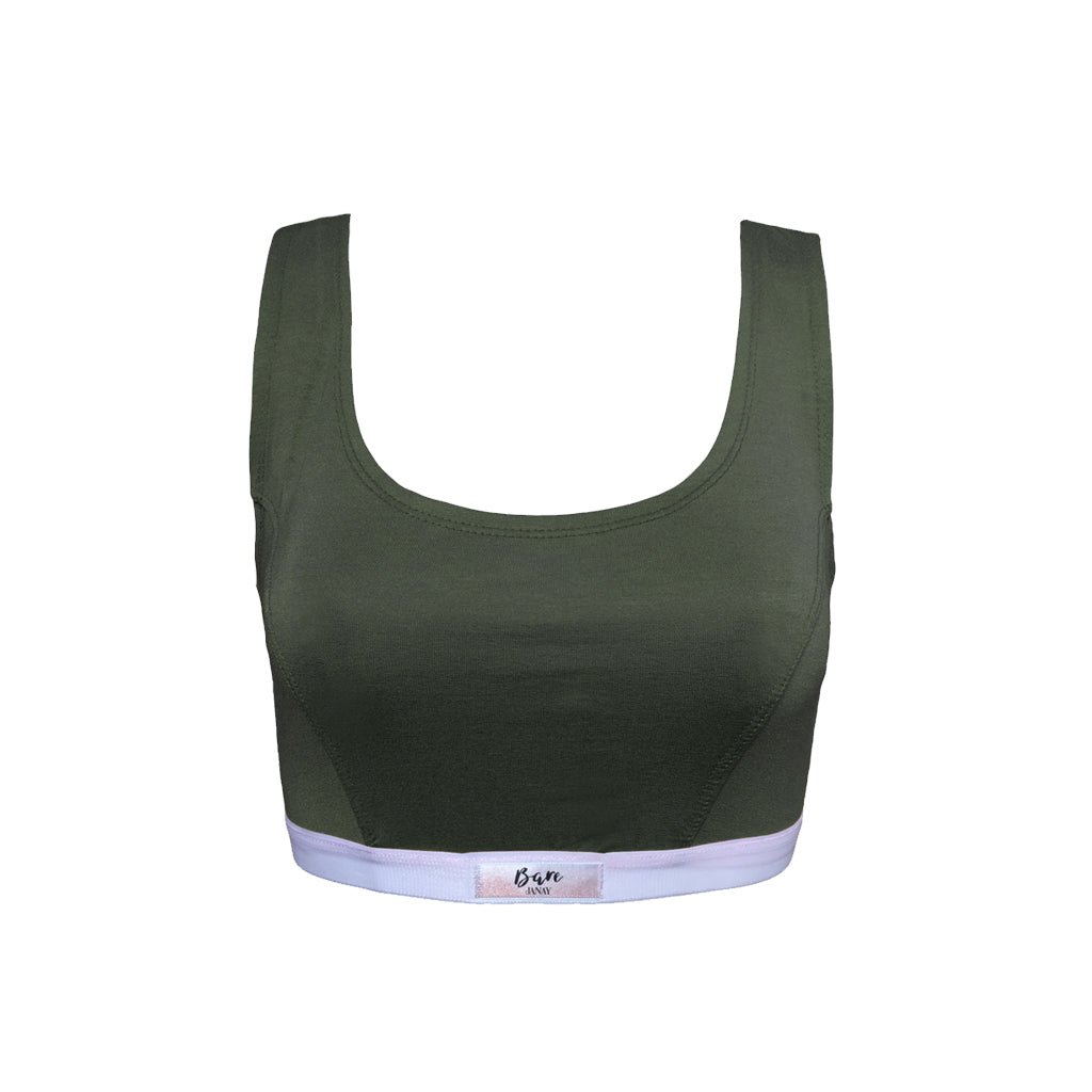 Bare Bamboo Khaki Crop Bra