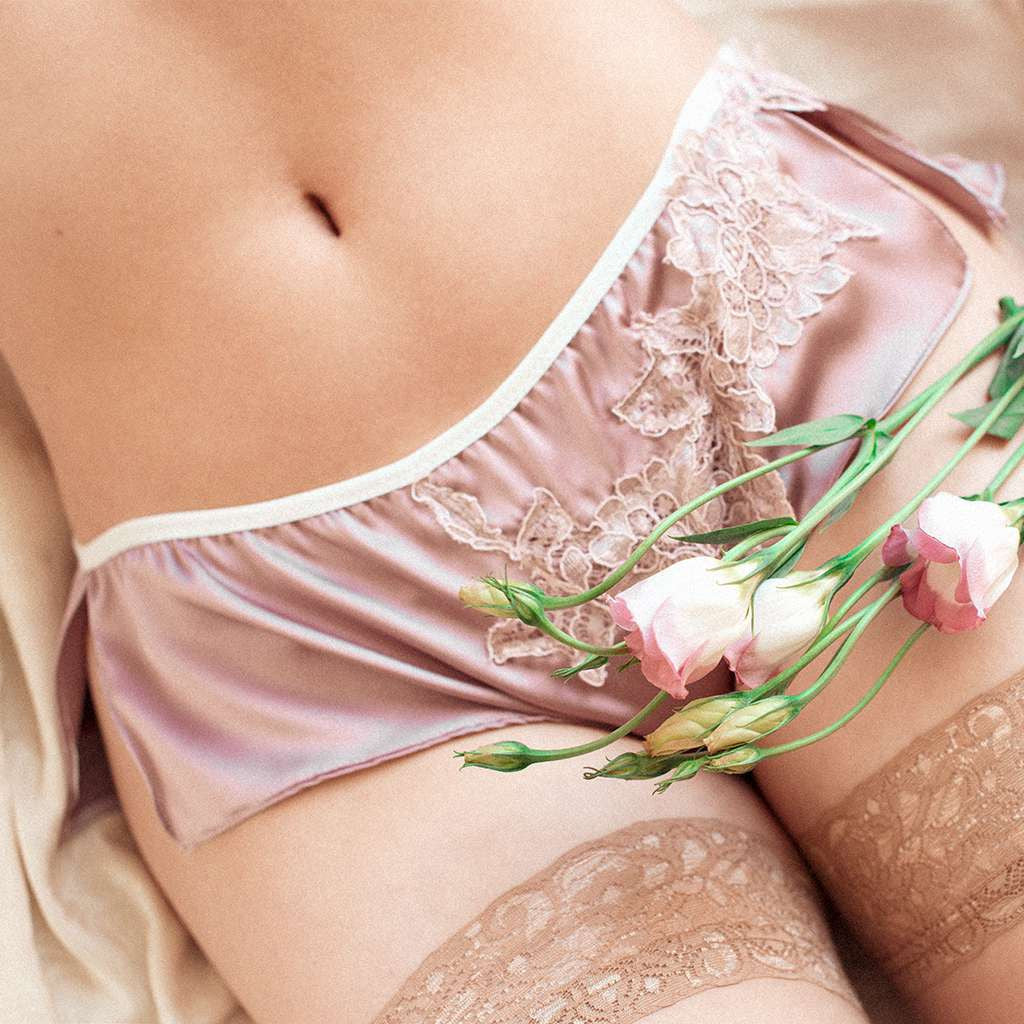 Buy Satin Pink Floral Valentines High Leg Knickers 22, Knickers